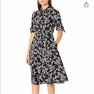 Calvin Klein Button Up Cinched Waist Shirt Dress